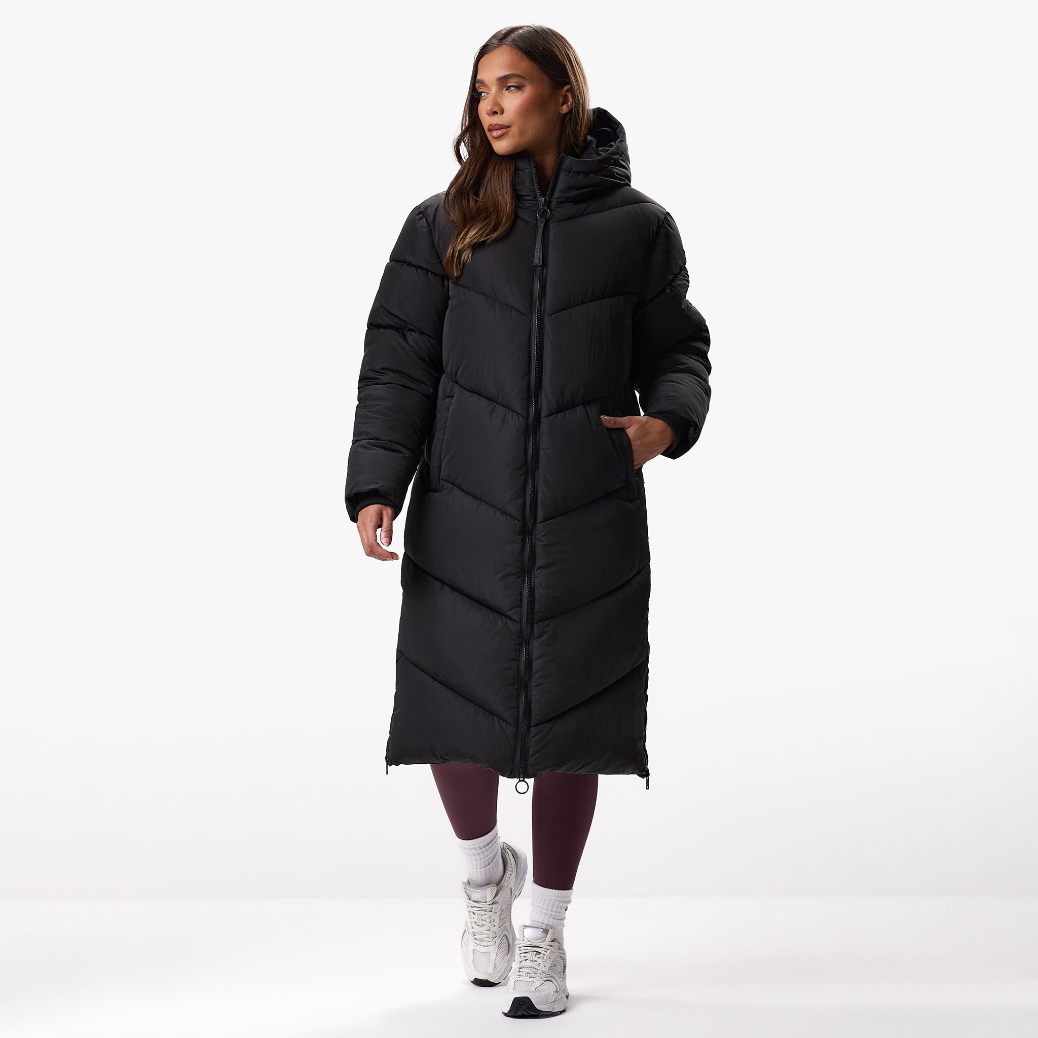 Gym King Chevron Longline Puffer - Black 6