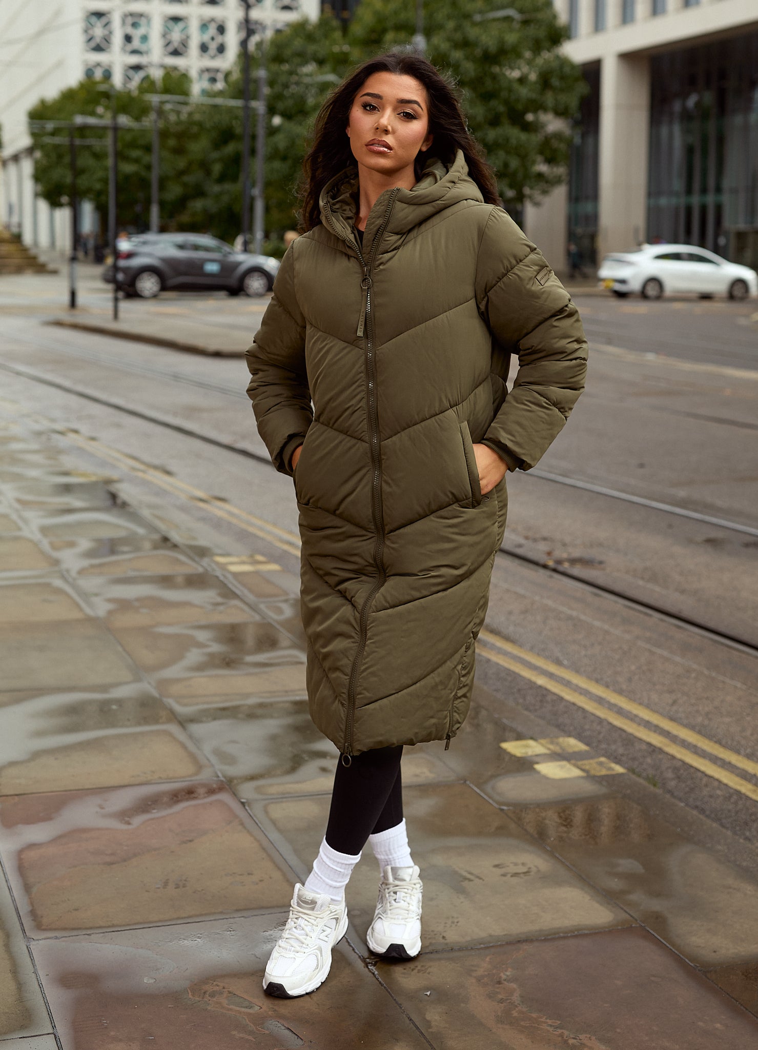 Gym King Chevron Longline Puffer - Khaki 6