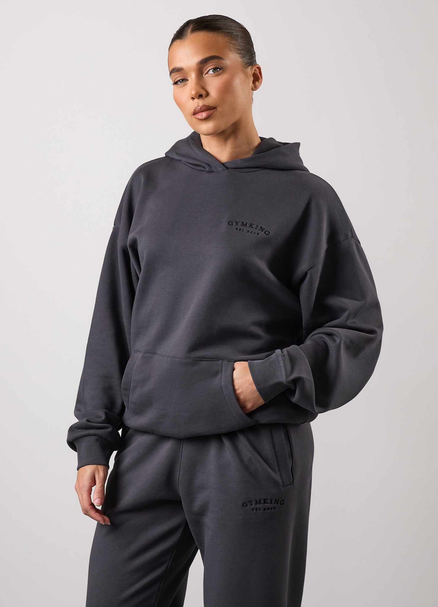 Gym King Compose Oversized Hood Tracksuit - Dark Pewter