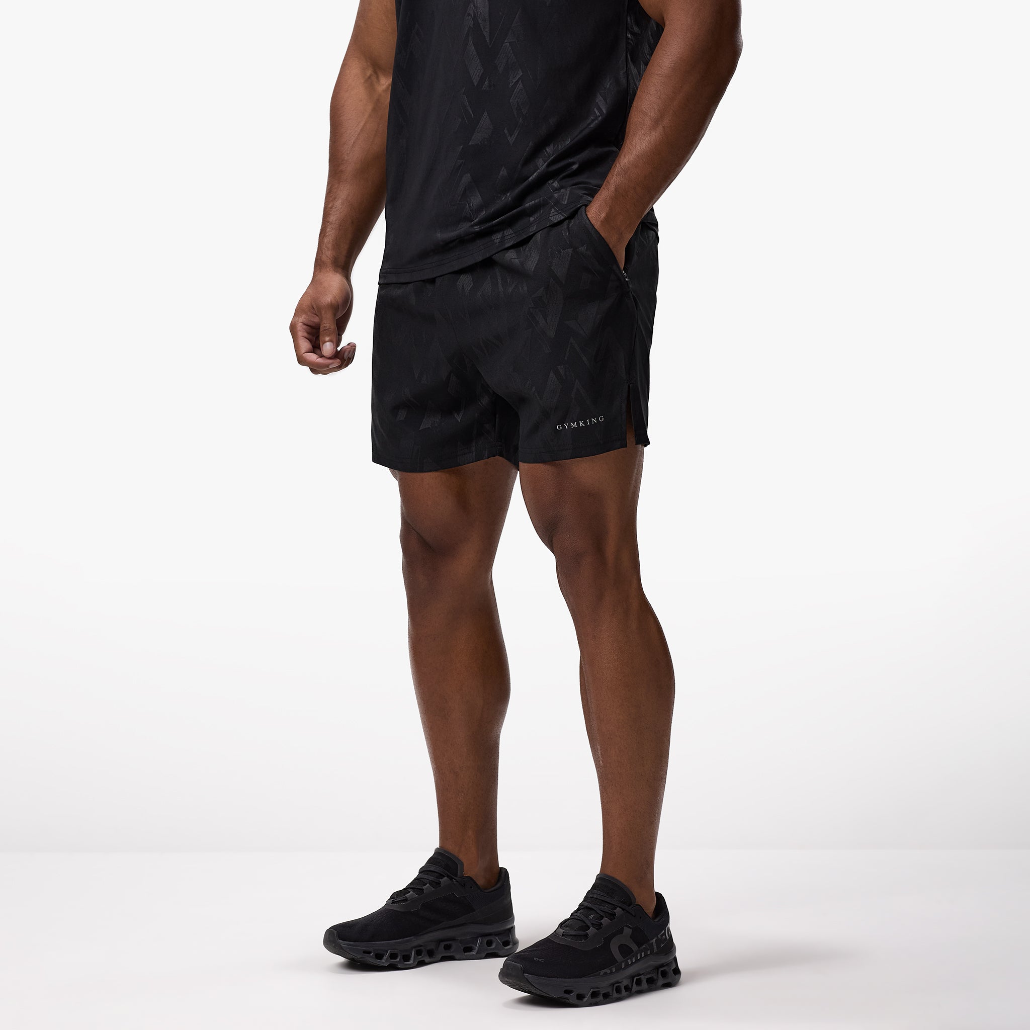 Gym King Debossed Peak Short - Black Xs