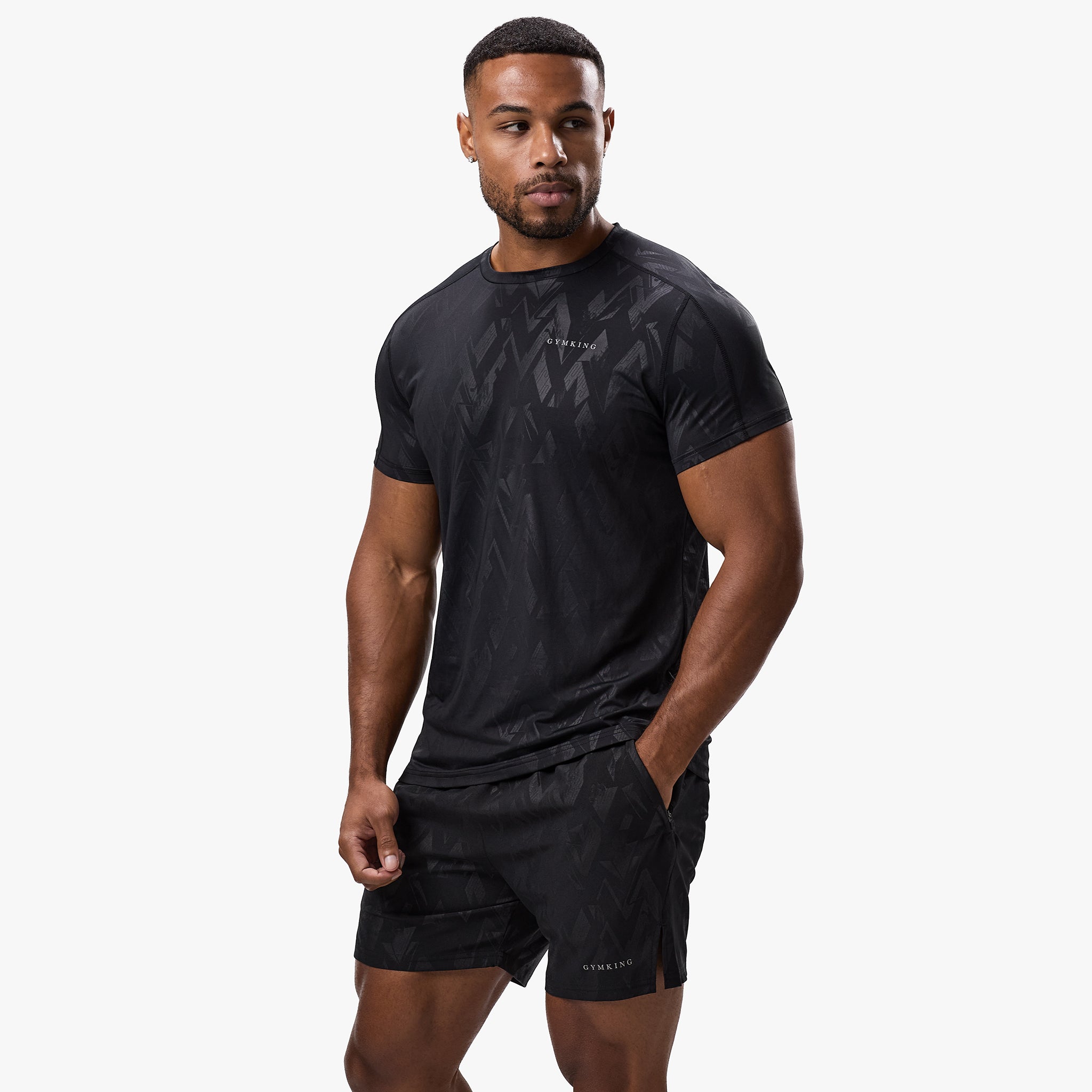 Gym King Debossed Peak Tee - Black Xs