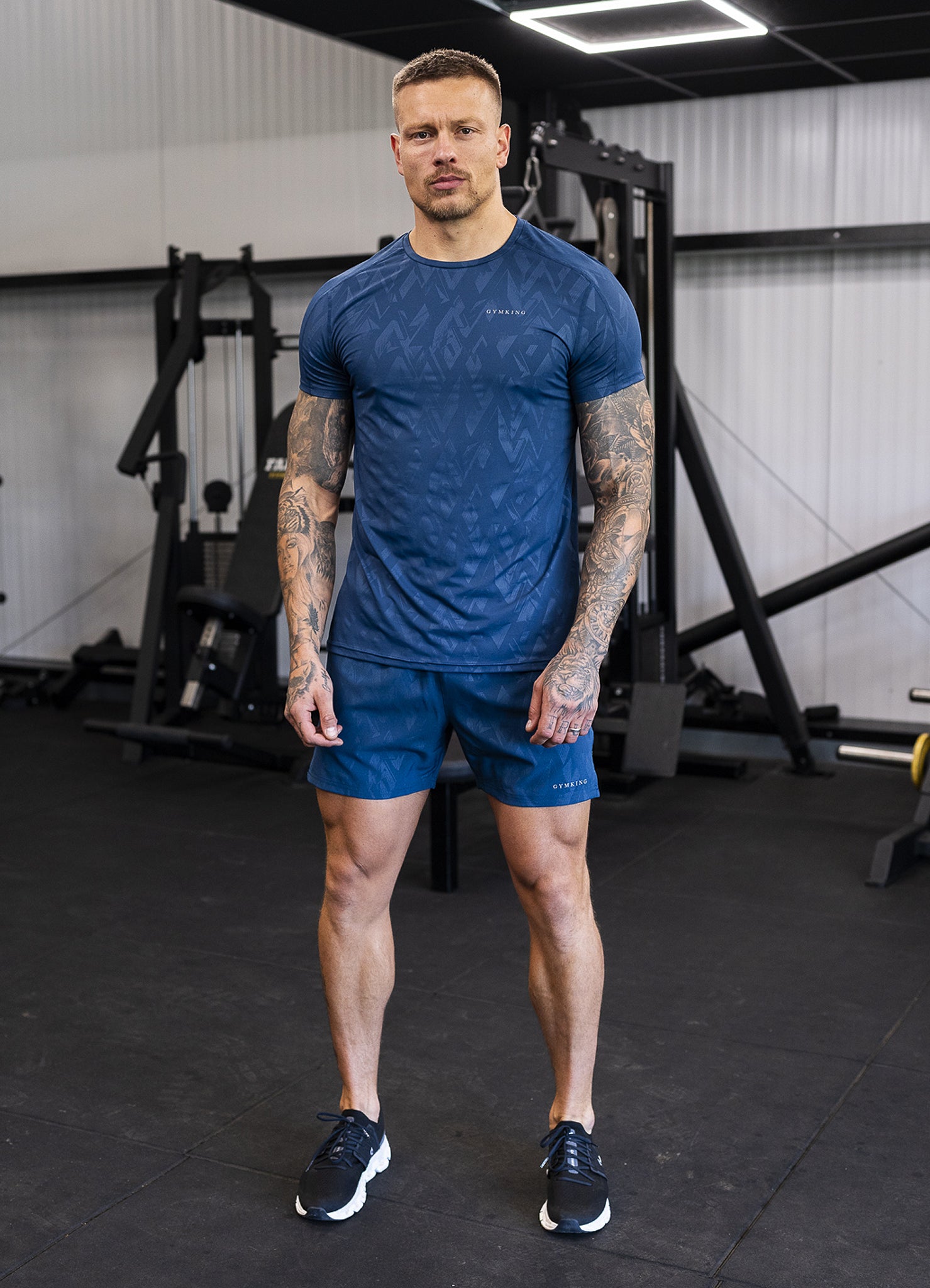 Gym King Debossed Peak Tee - Deep Cobalt Xs