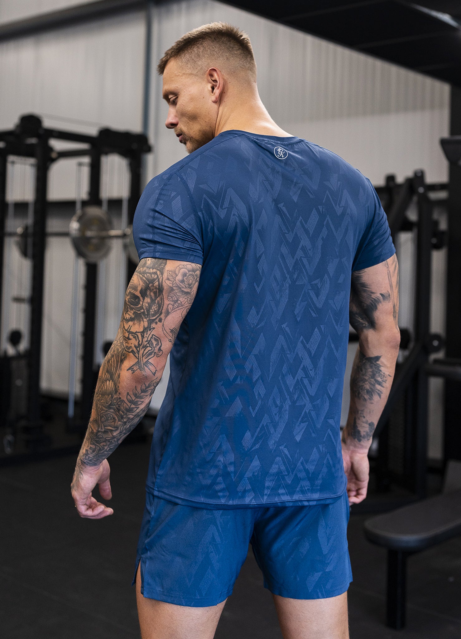 Gym King Debossed Peak Tee - Deep Cobalt Xs