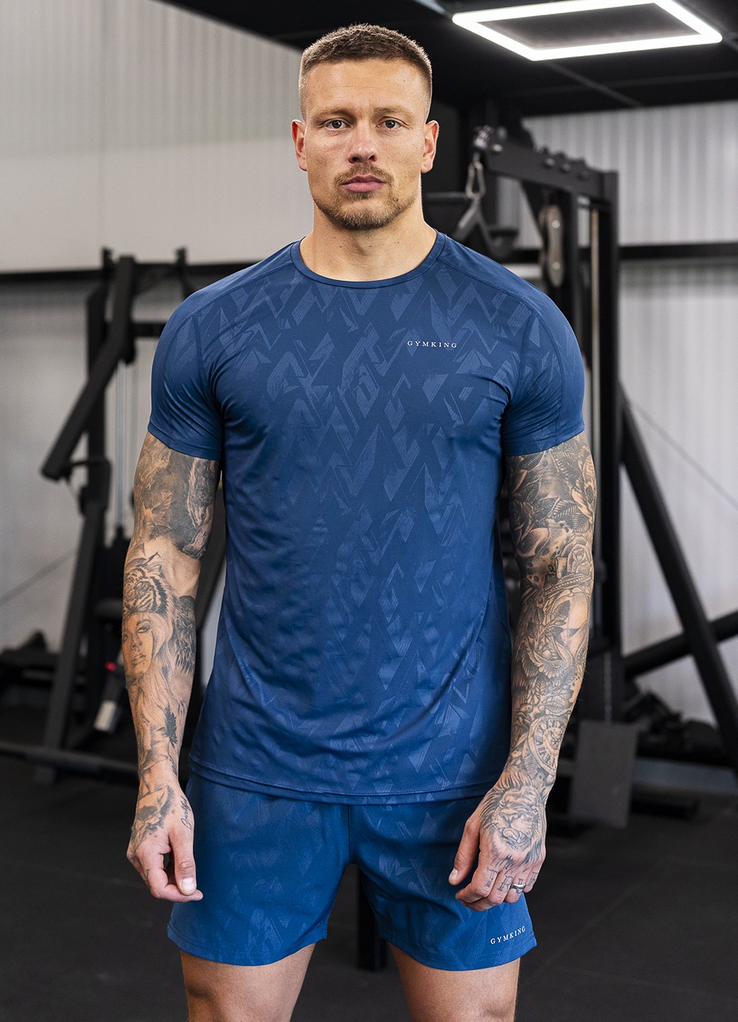 Gym King Debossed Peak Tee - Deep Cobalt Xs