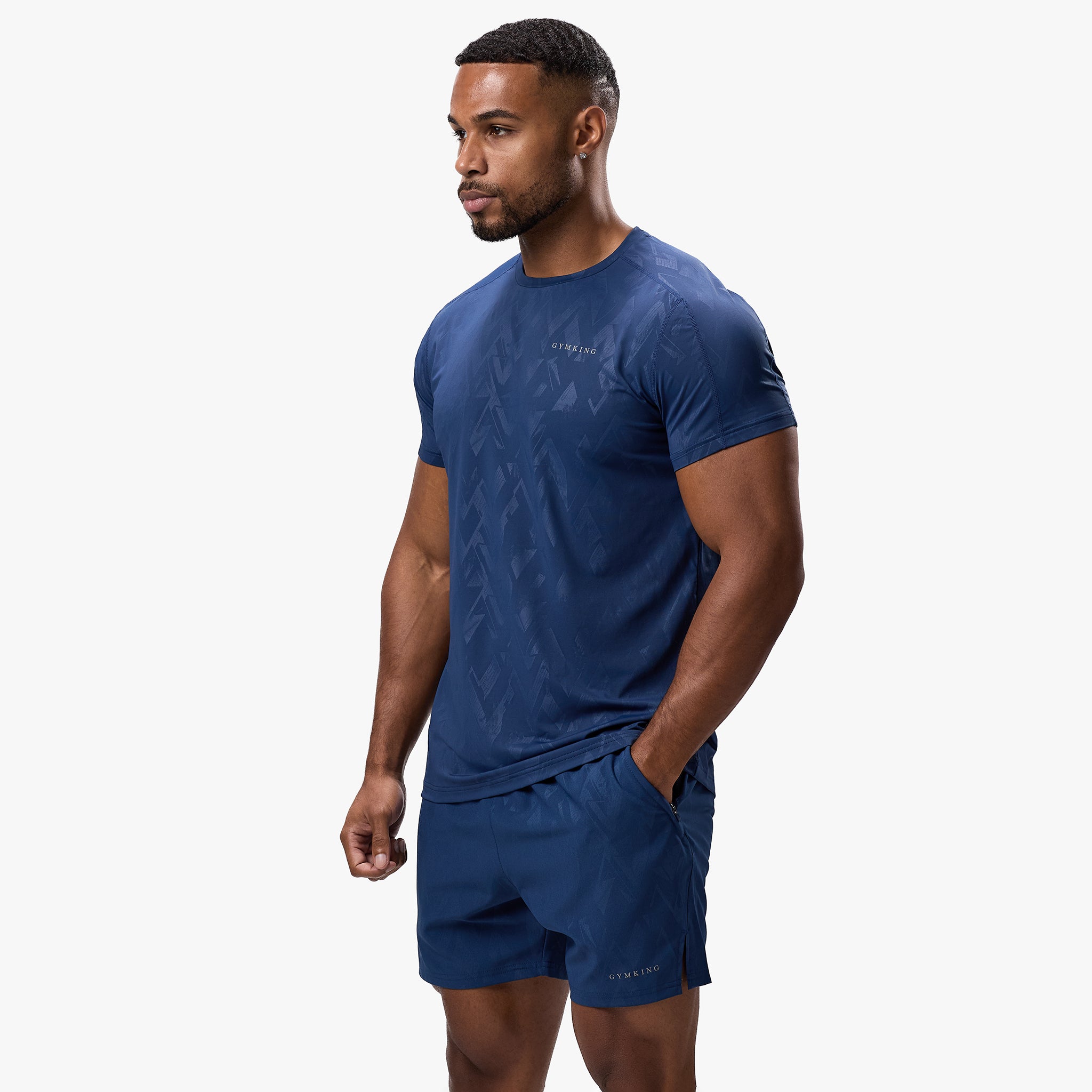 Gym King Debossed Peak Tee - Deep Cobalt Xs