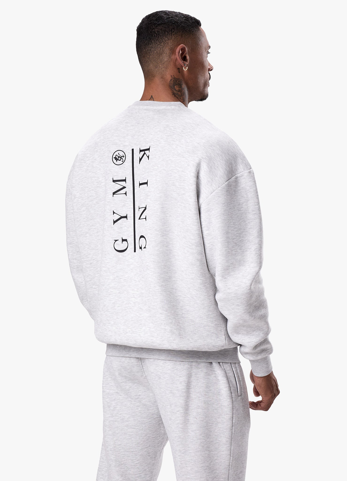 Gym King Division Crew Tracksuit - Snow Marl