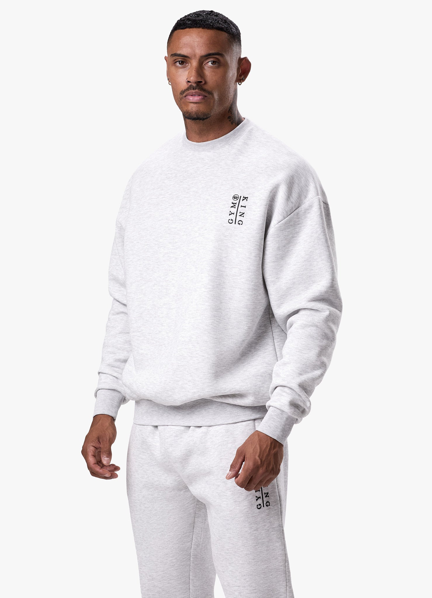 Gym King Division Crew Tracksuit - Snow Marl