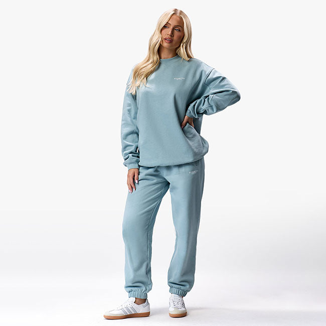 Gym King Established Crew Tracksuit - Stone Blue