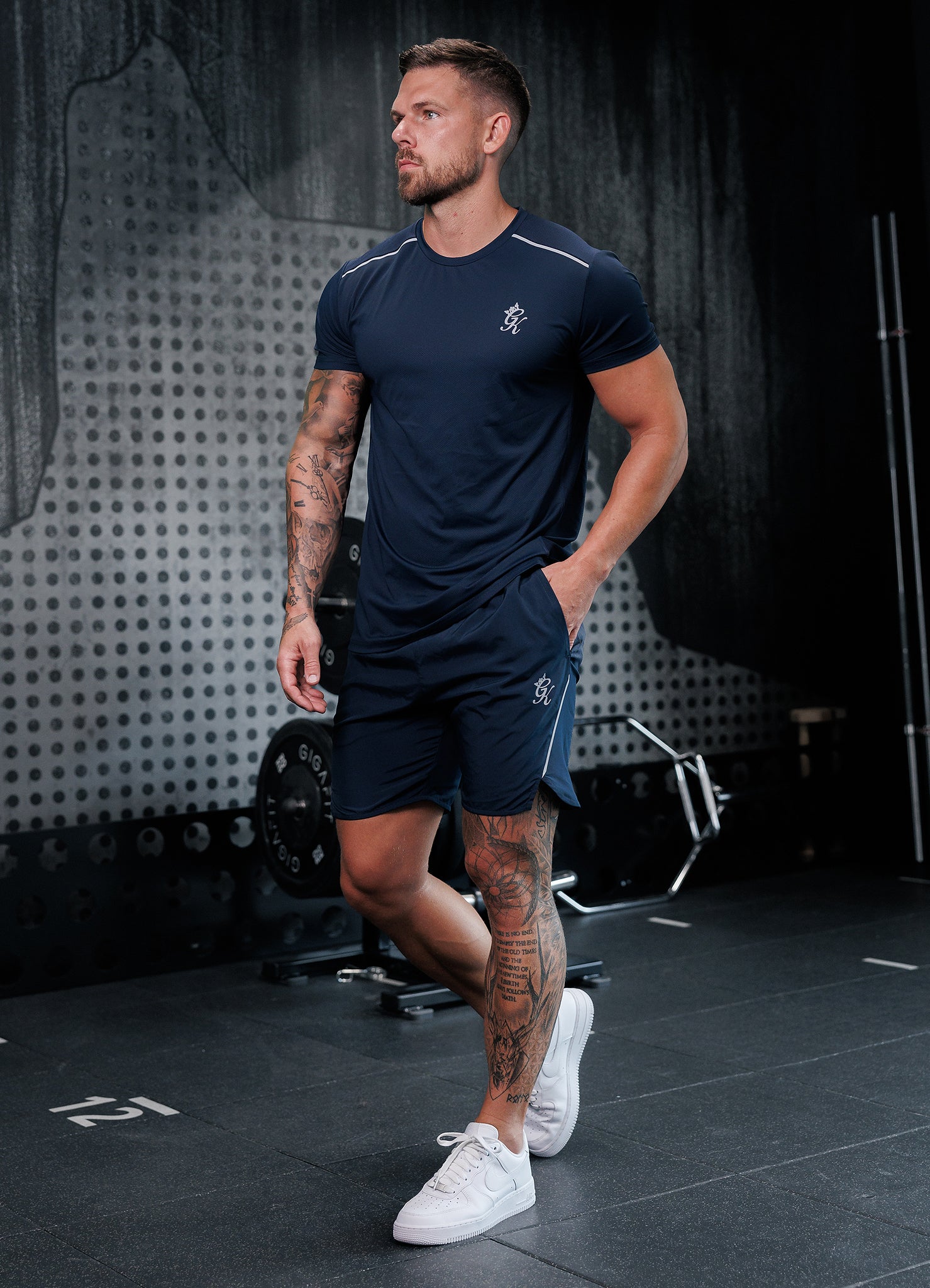 Gym King Flex Short - Dark Navy/Silver Xs