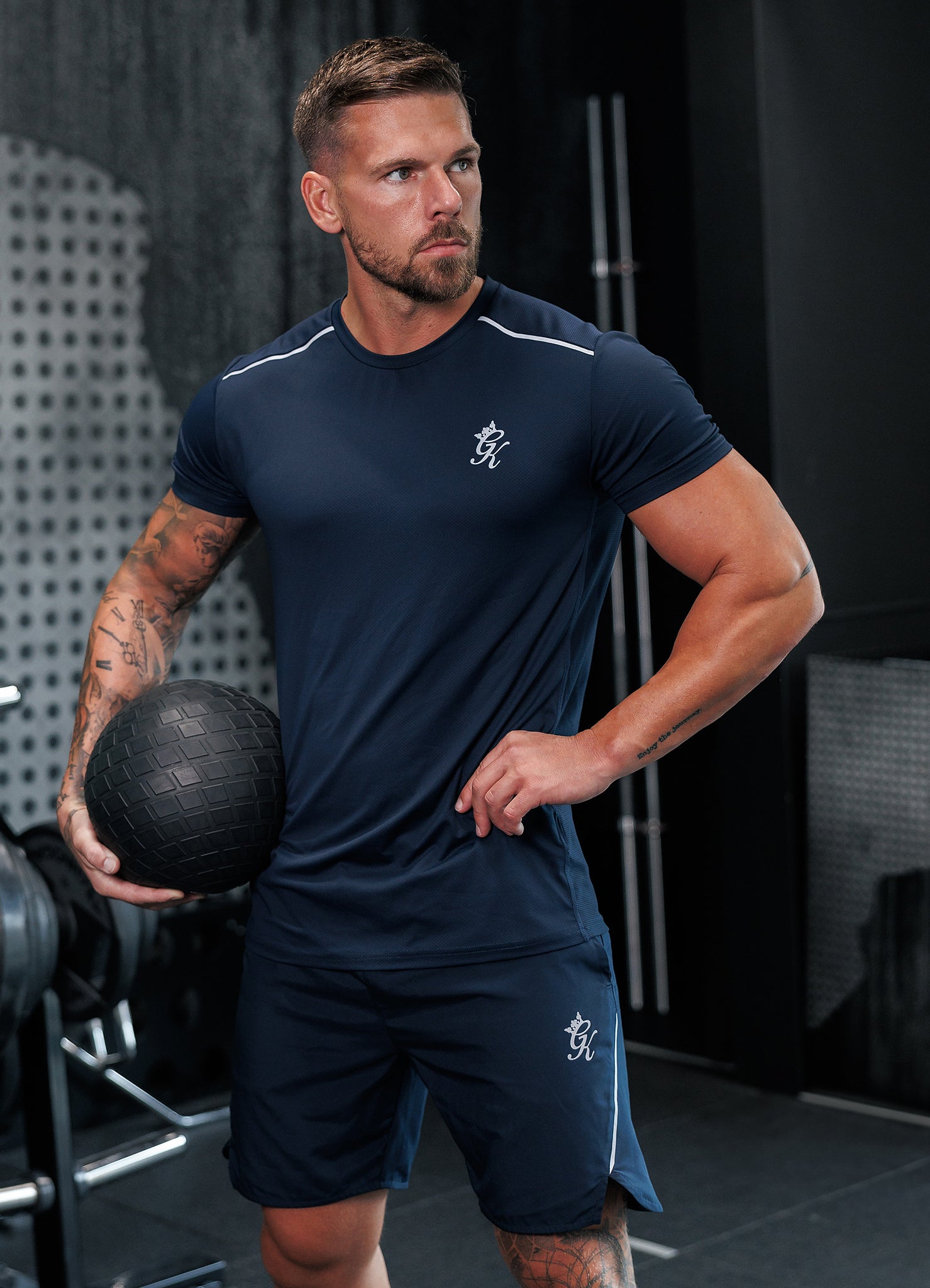 Gym King Flex Short - Dark Navy/Silver Xs