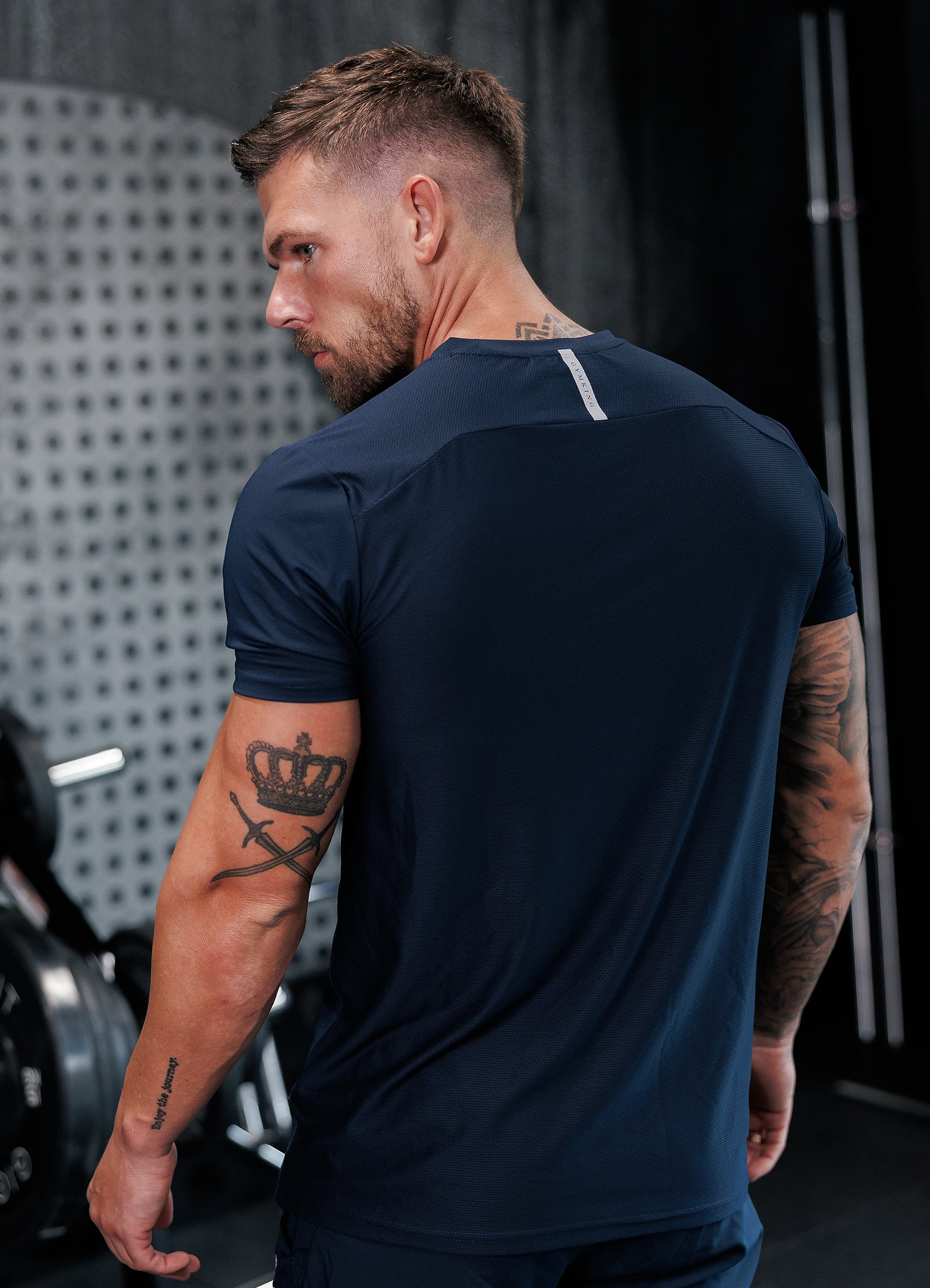 Gym King Flex Tee - Navy/Silver Xs