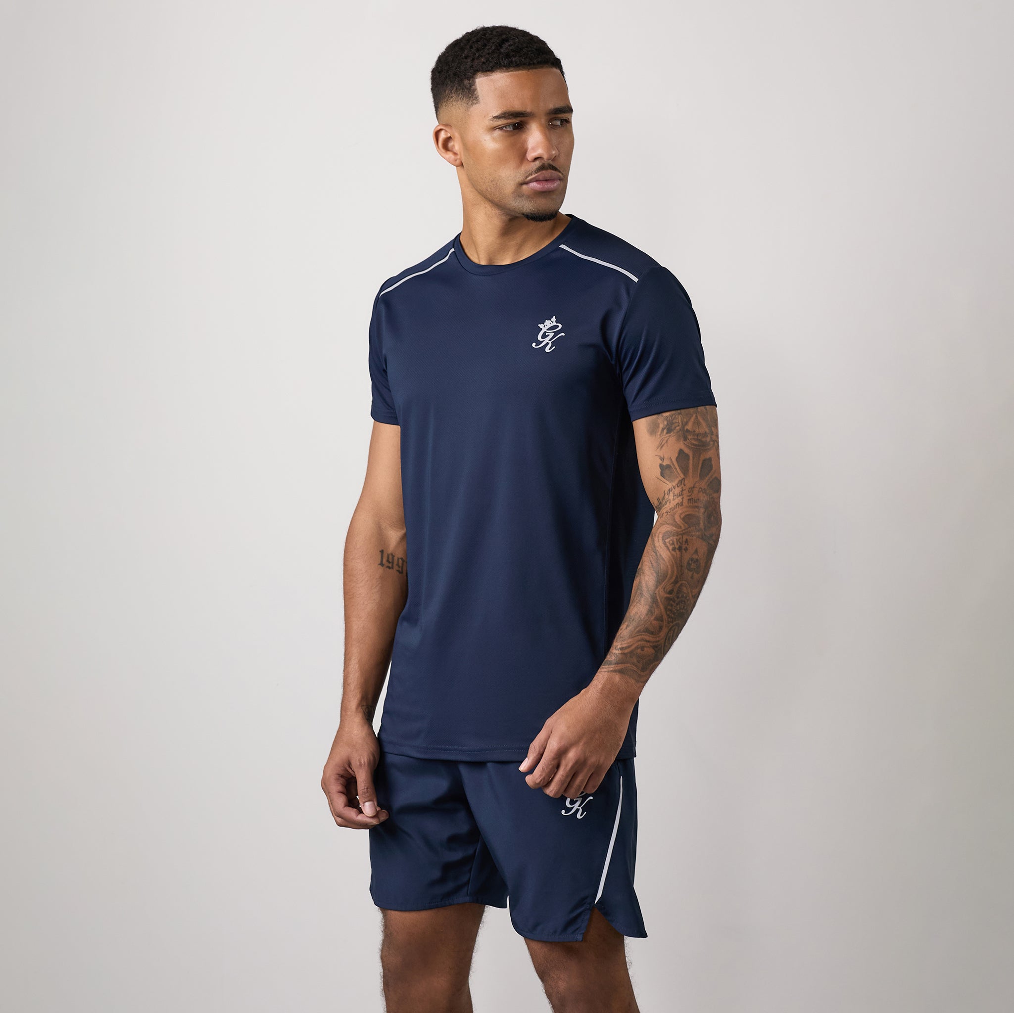 Gym King Flex Tee - Navy/Silver Xs