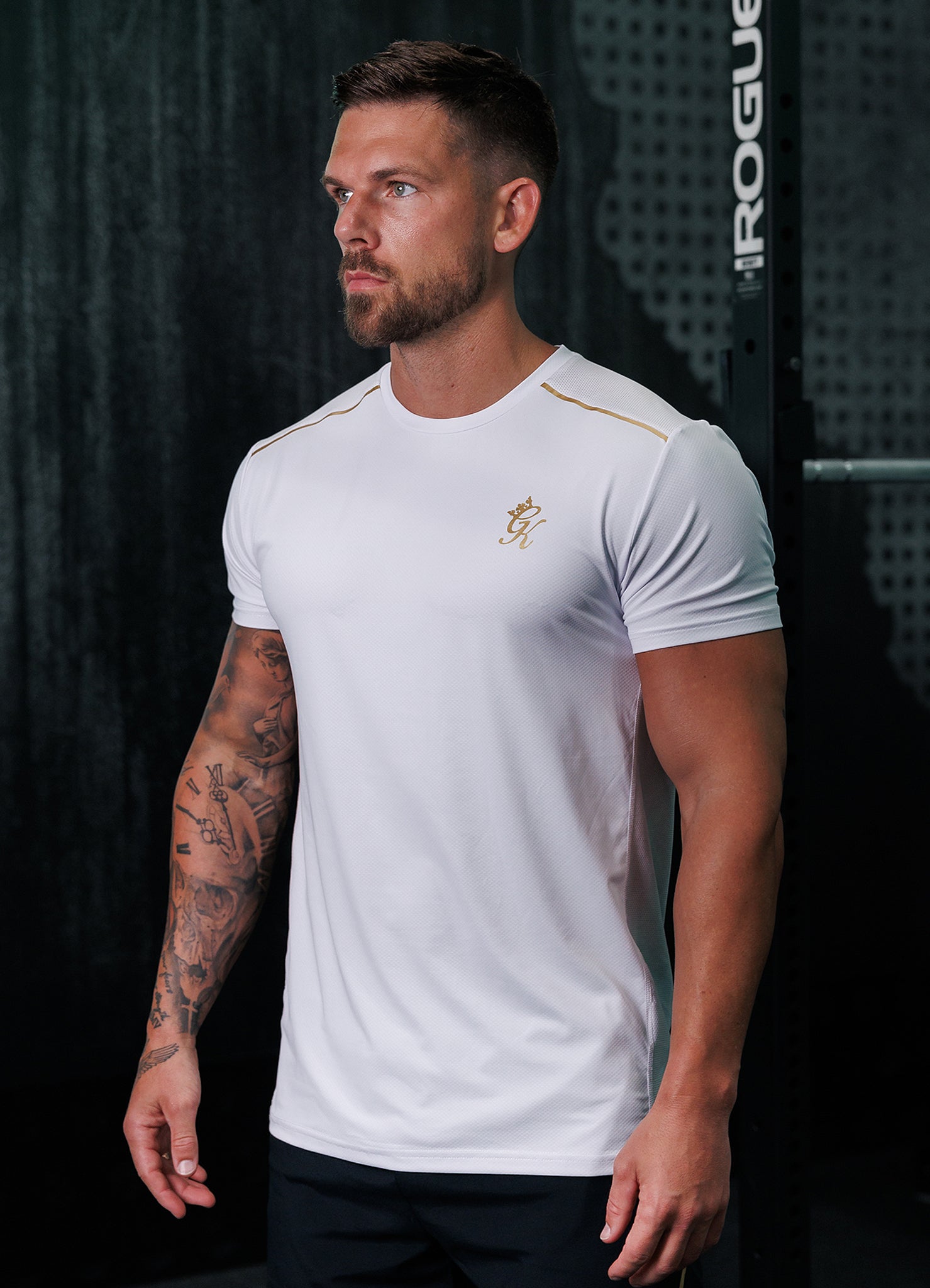 Gym King Flex Tee - White/Gold Xxl