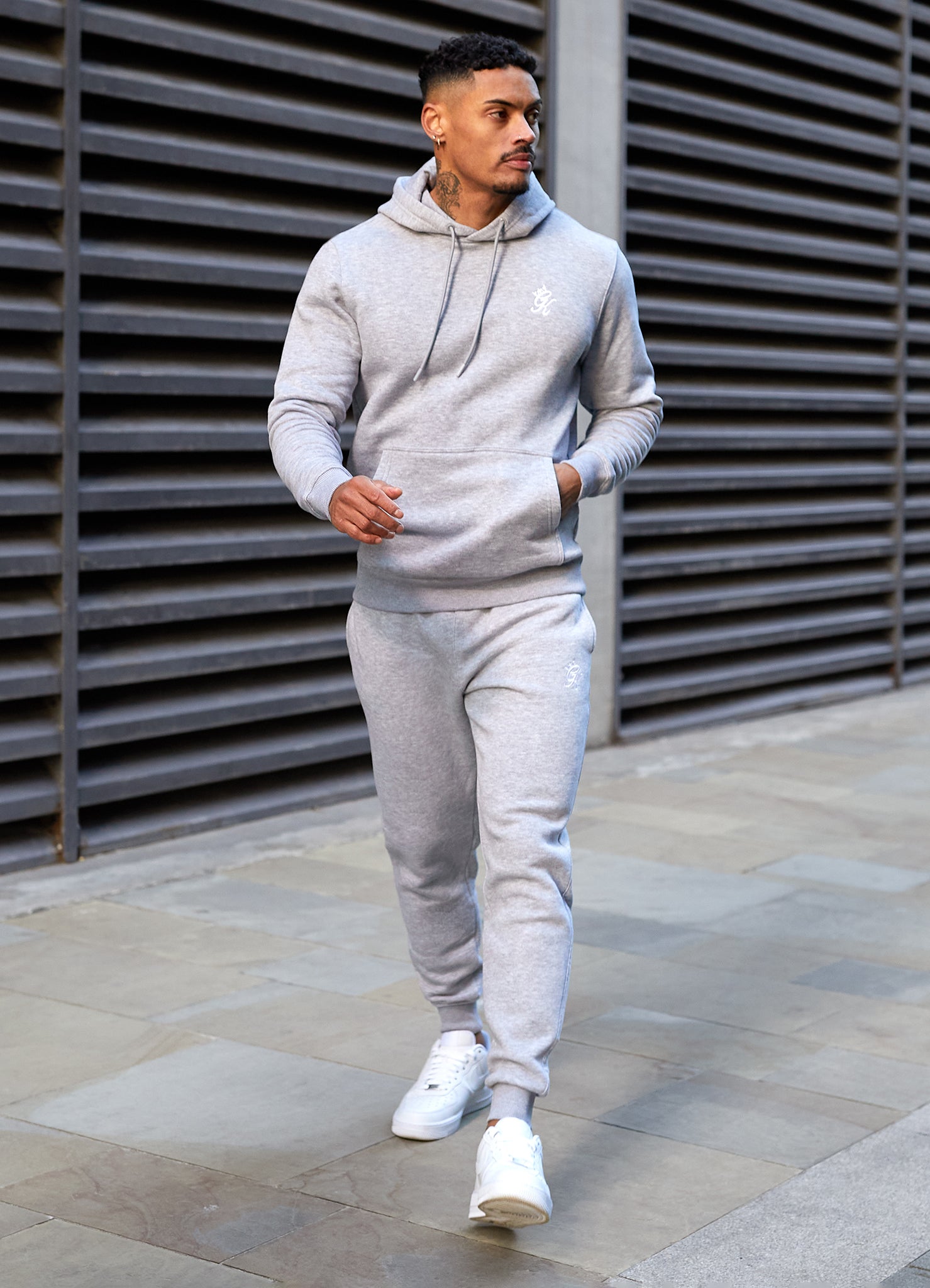 Gym King Fundamental Fleece Hood Tracksuit - Grey Marl