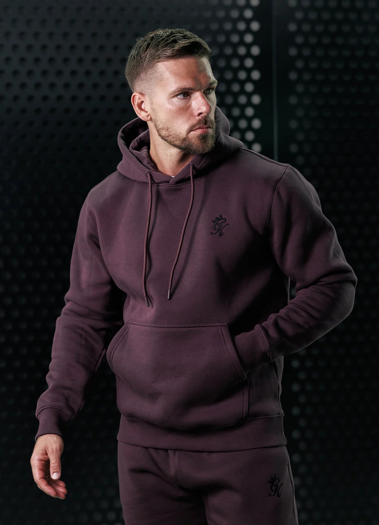 Gym King Fundamental Hood Tracksuit - Deep Plum