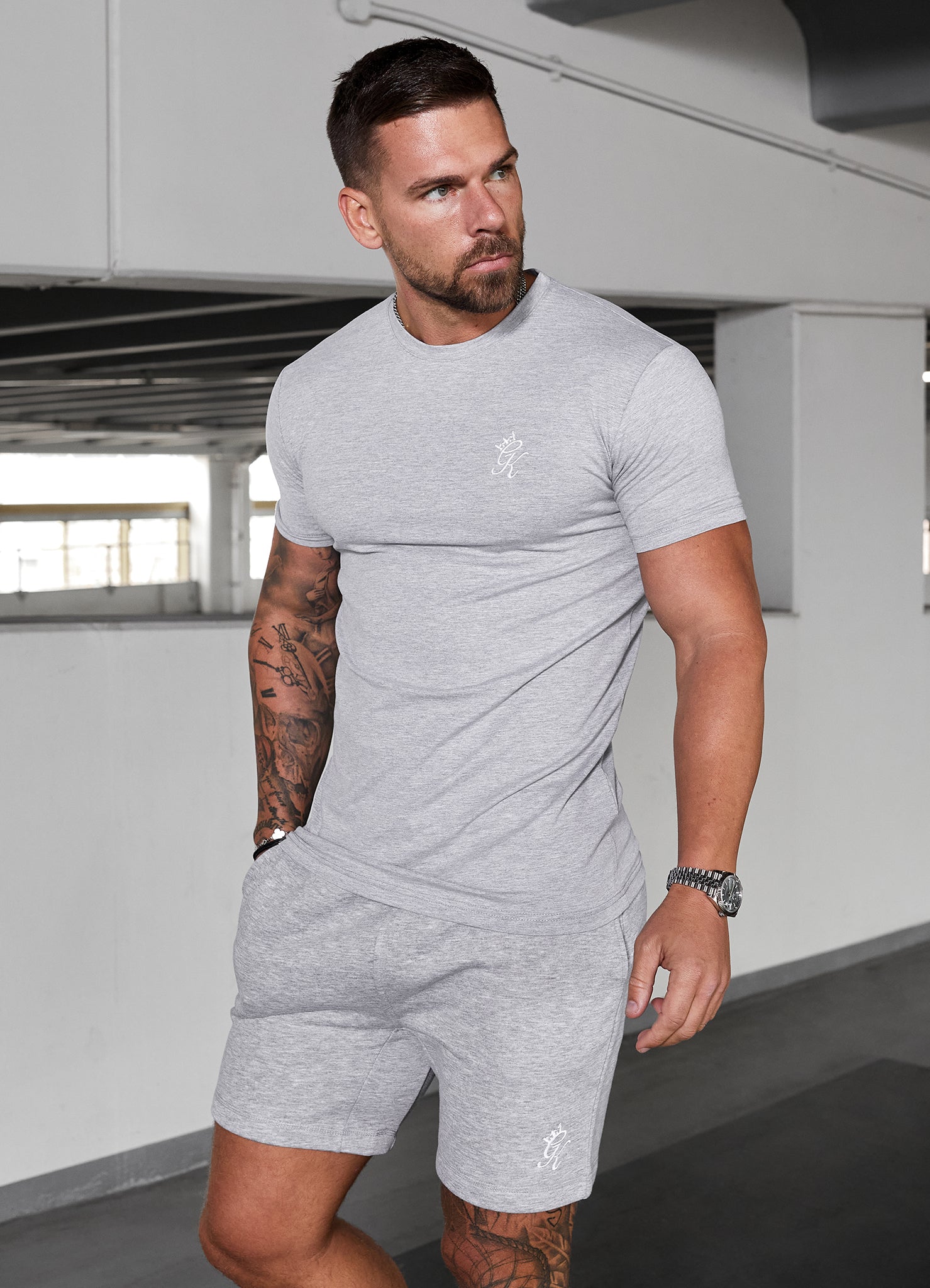 Gym King Fundamental Jersey Tee - Grey Marl Xs