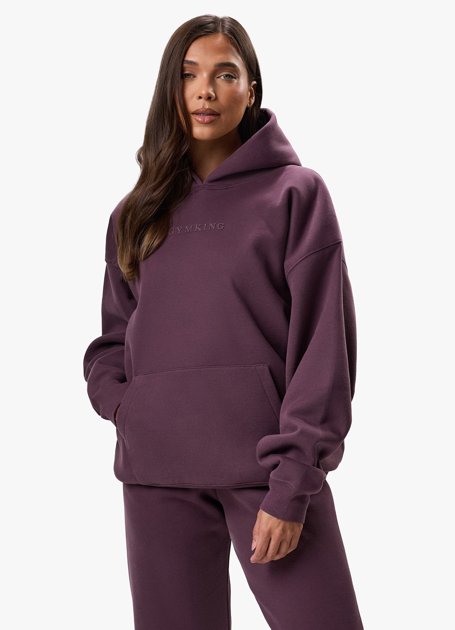 Gym King Luxe Hood Tracksuit - Deep Plum