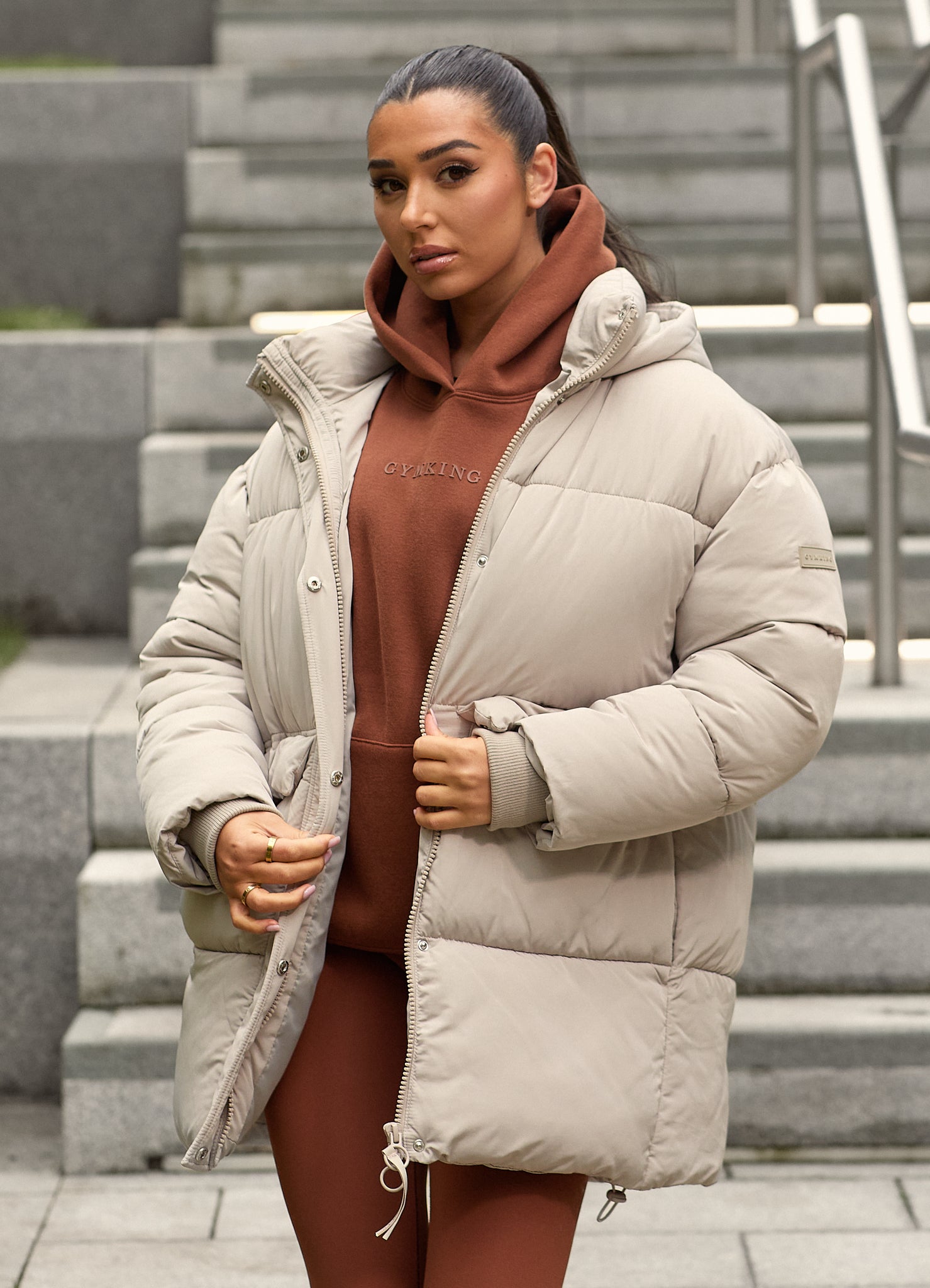 Gym King Mid Length Puffer - Champagne 6