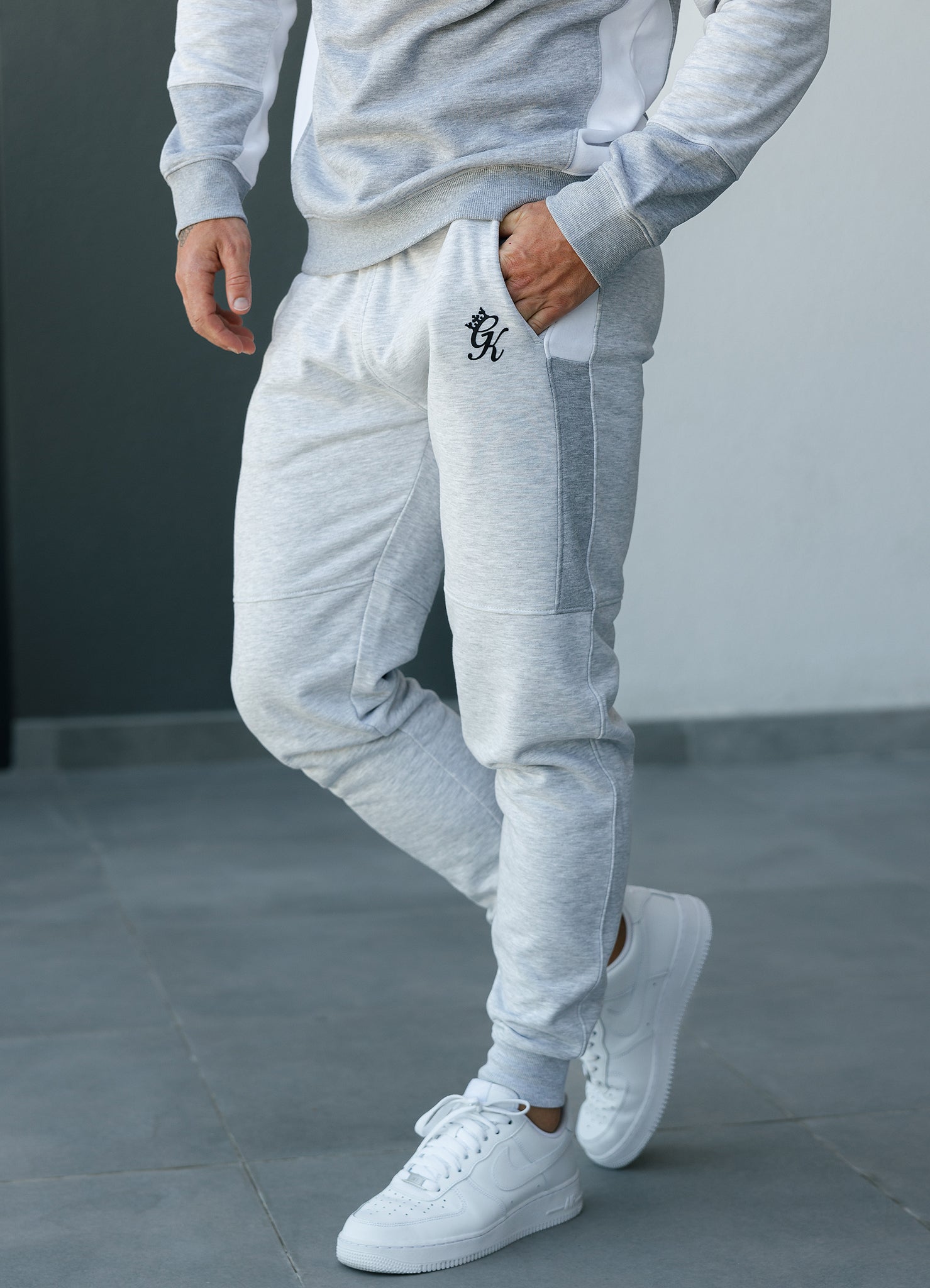 Gym King Minefield Crew Tracksuit - Snow Marl