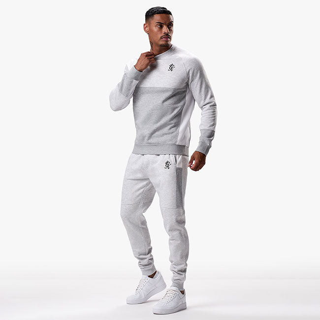 Gym King Minefield Crew Tracksuit - Snow Marl