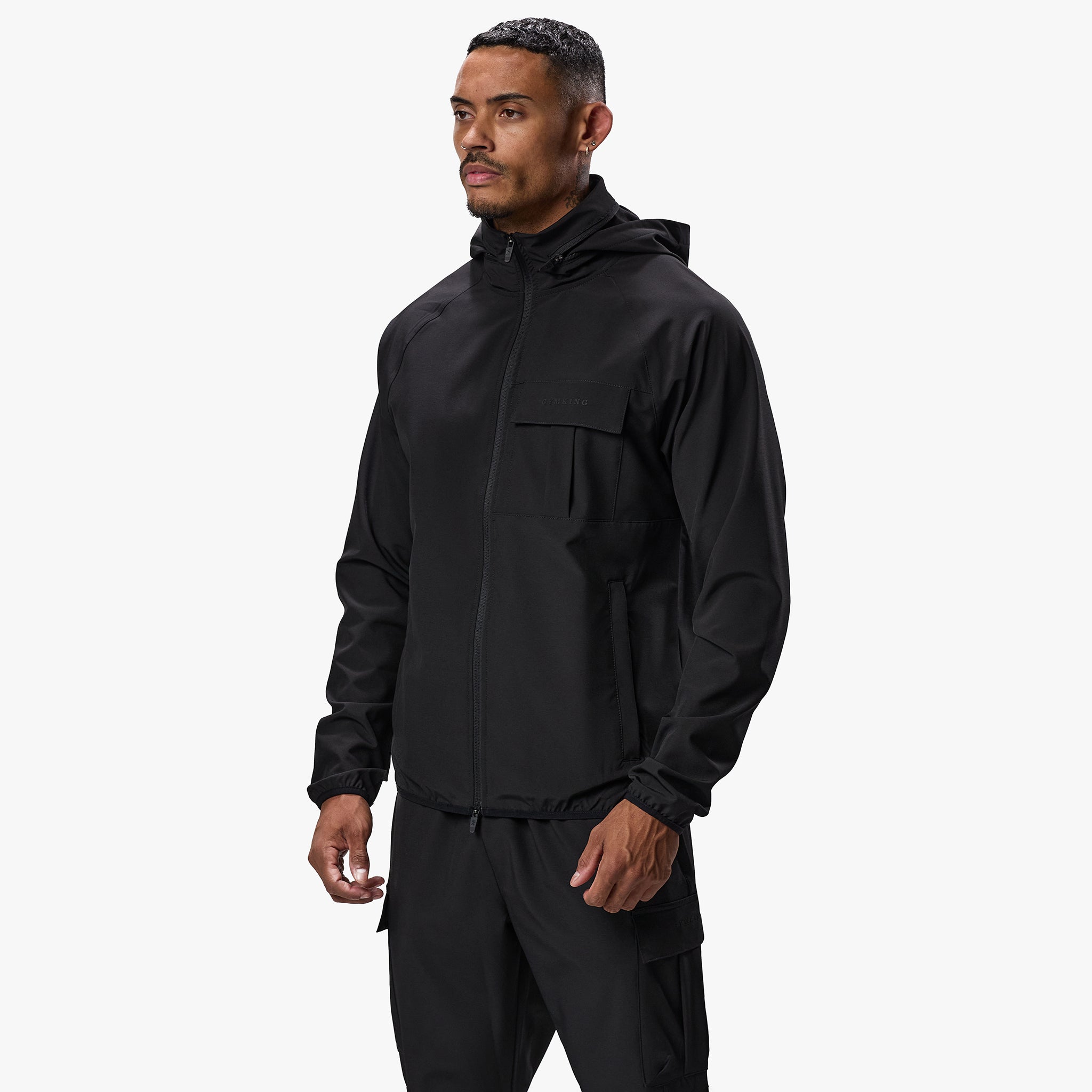 Gym King Mini Ripstop Woven Utility Jacket - Black Xs