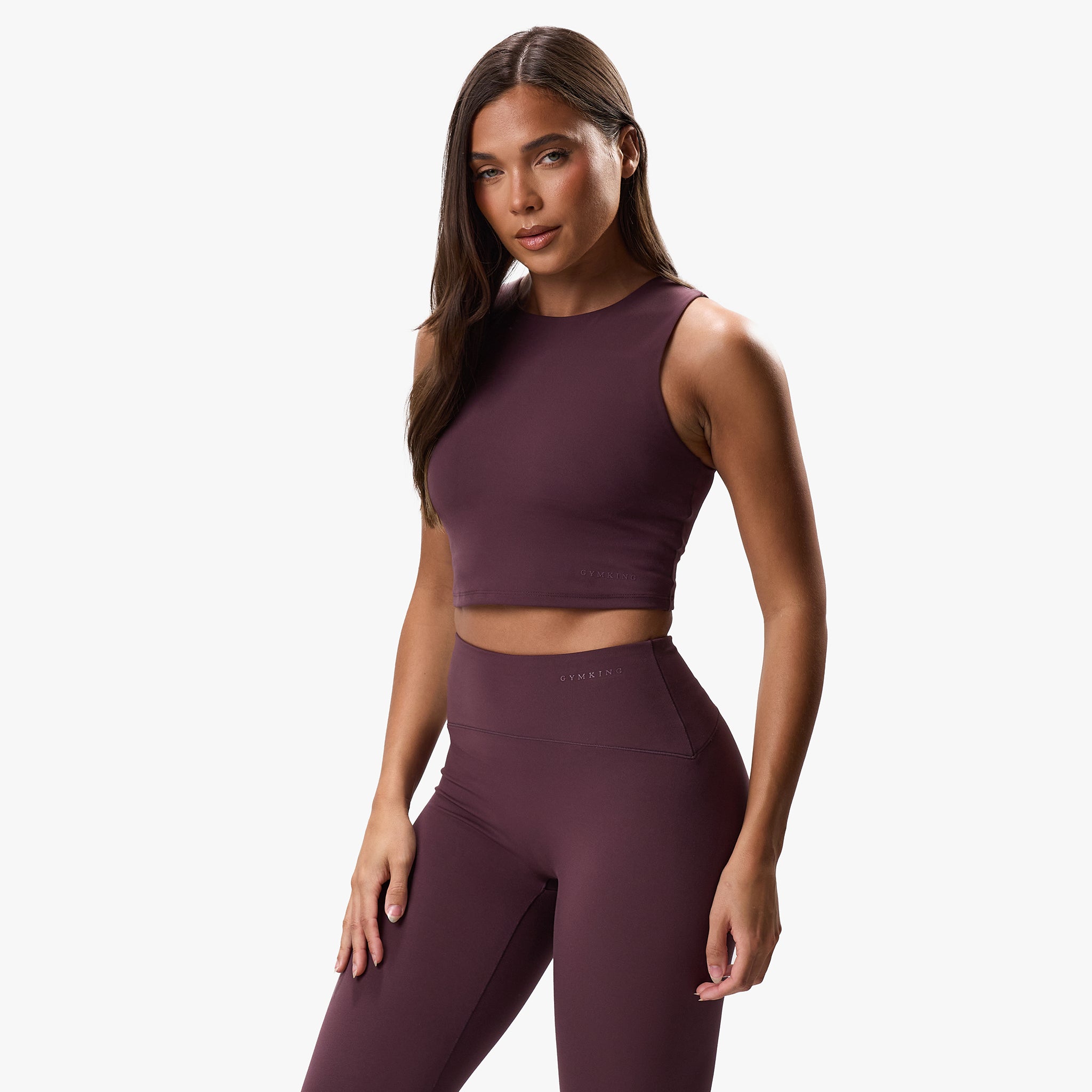 Gym King Peach Luxe High Neck Tank - Deep Plum Luxe 6