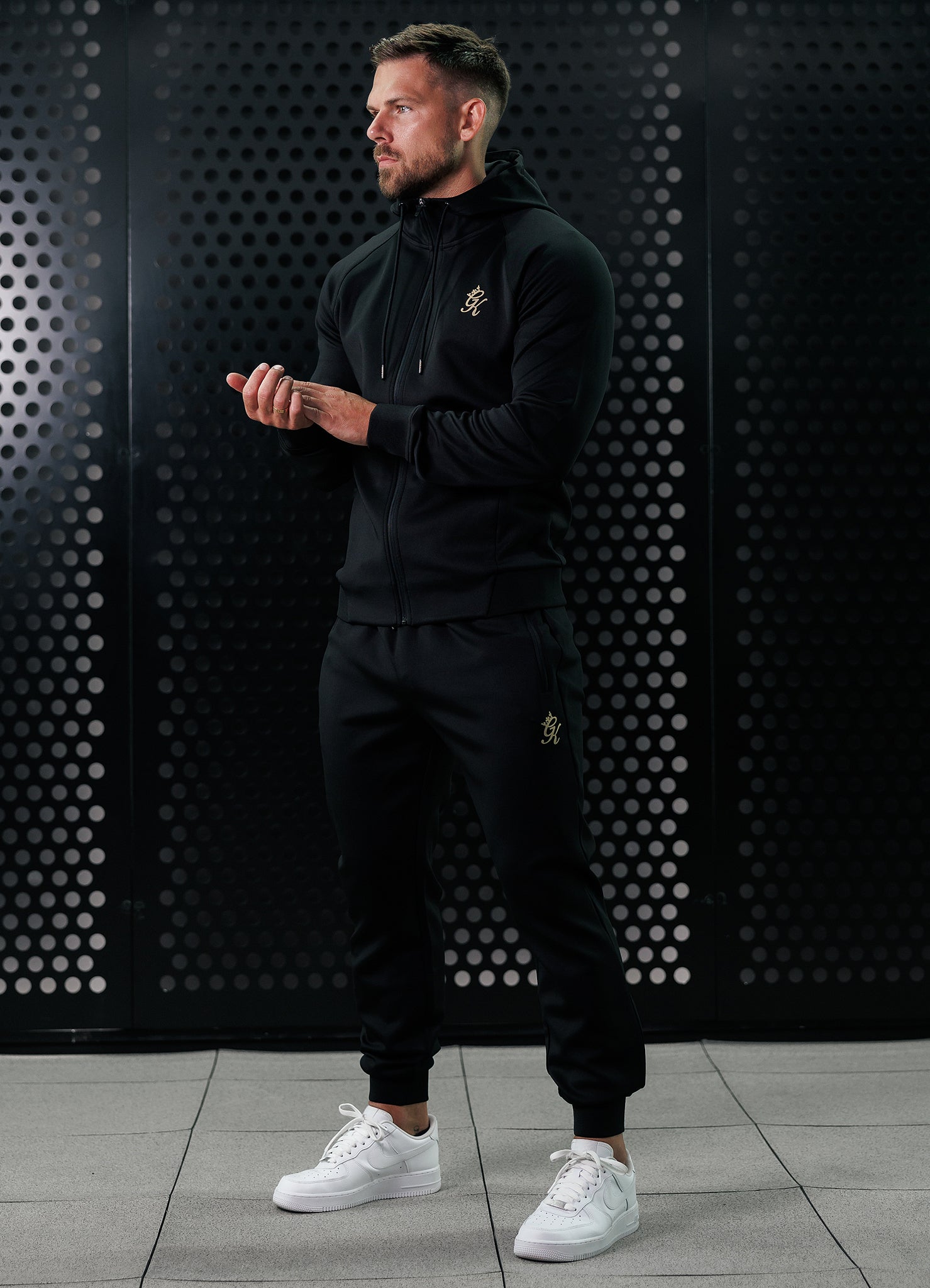 Gym King Poly Tracksuit Bottom - Black/Gold Xs