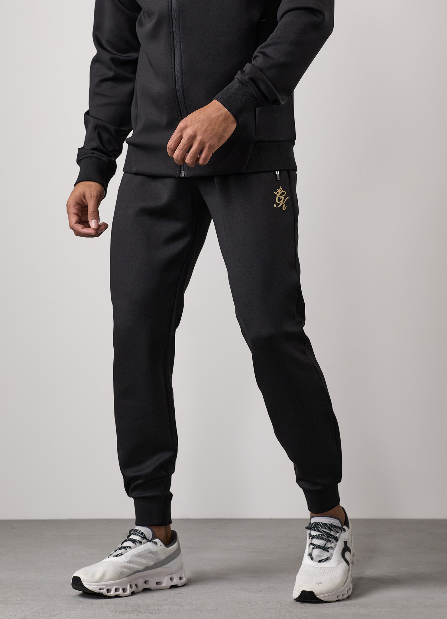 Gym King Poly Tracksuit Bottom - Black/Gold Xs