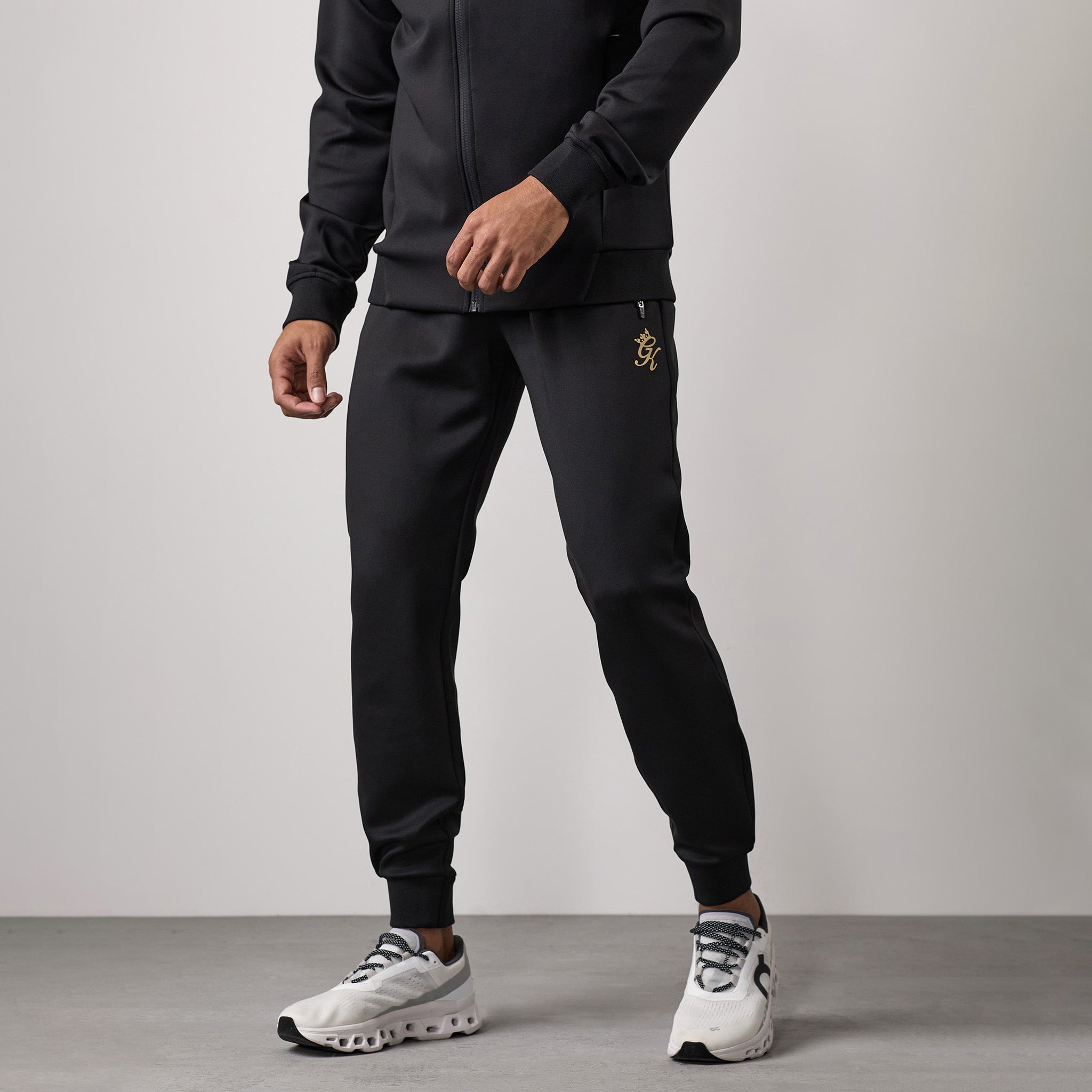 Gym King Poly Tracksuit Bottom - Black/Gold Xs