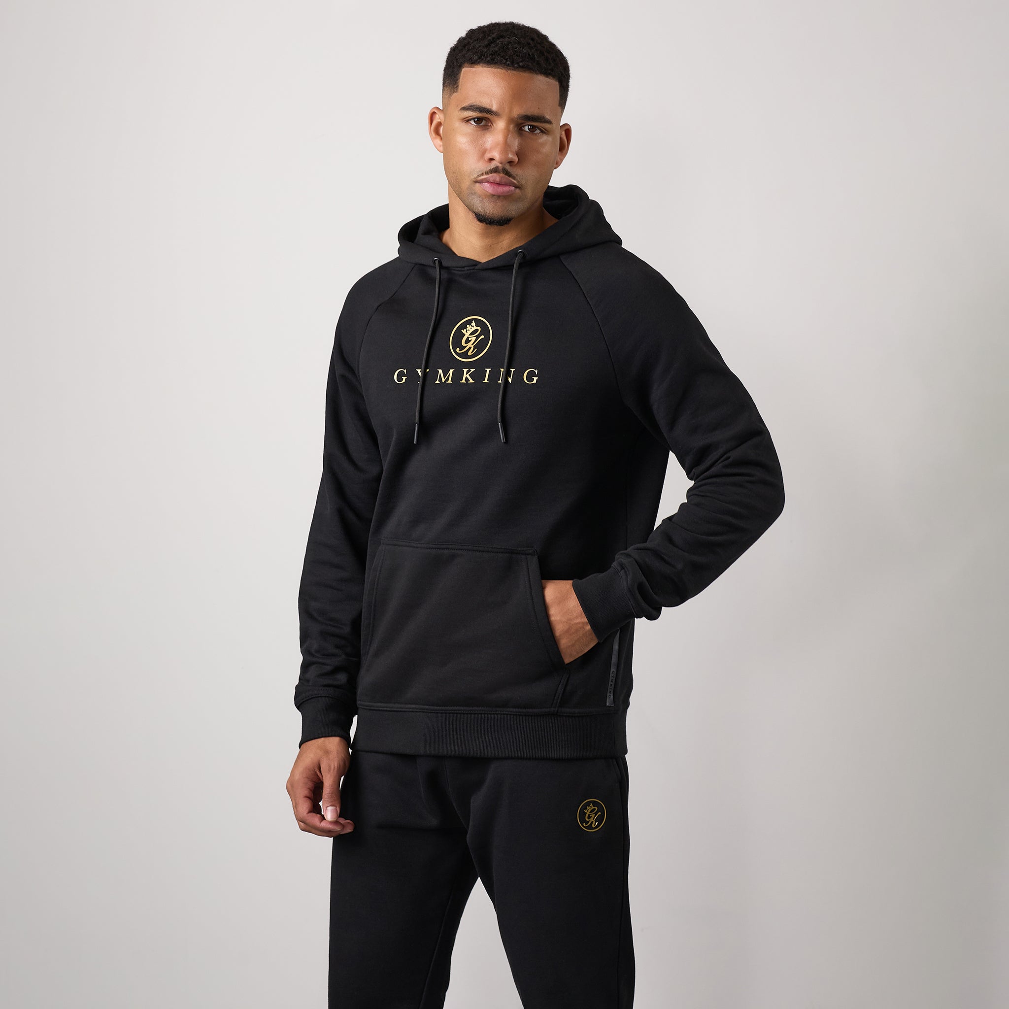 Gym King Pro Logo Hood - Black/Gold Xs