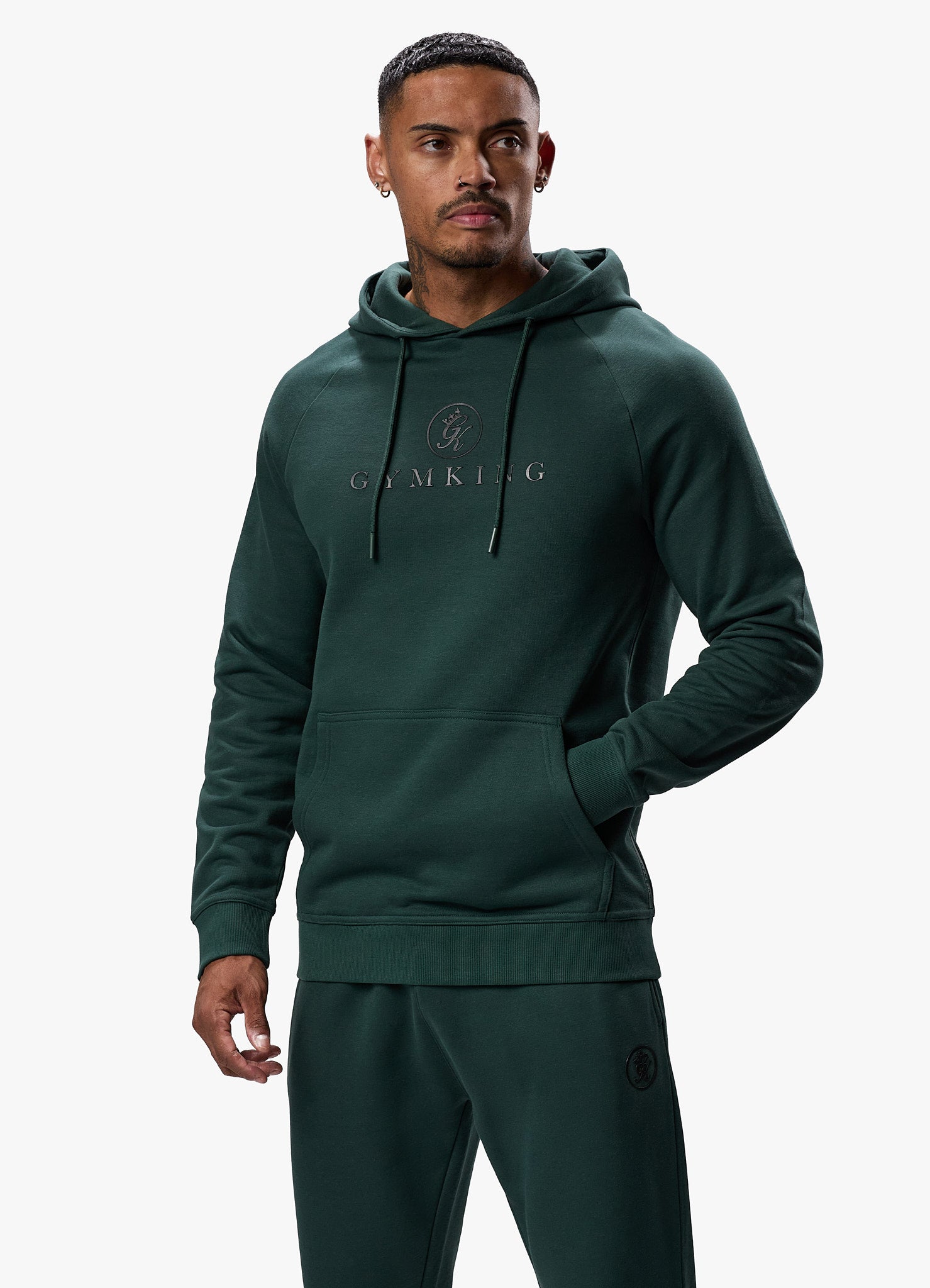 Gym King Pro Logo Hood - Deep Forest Green Xs