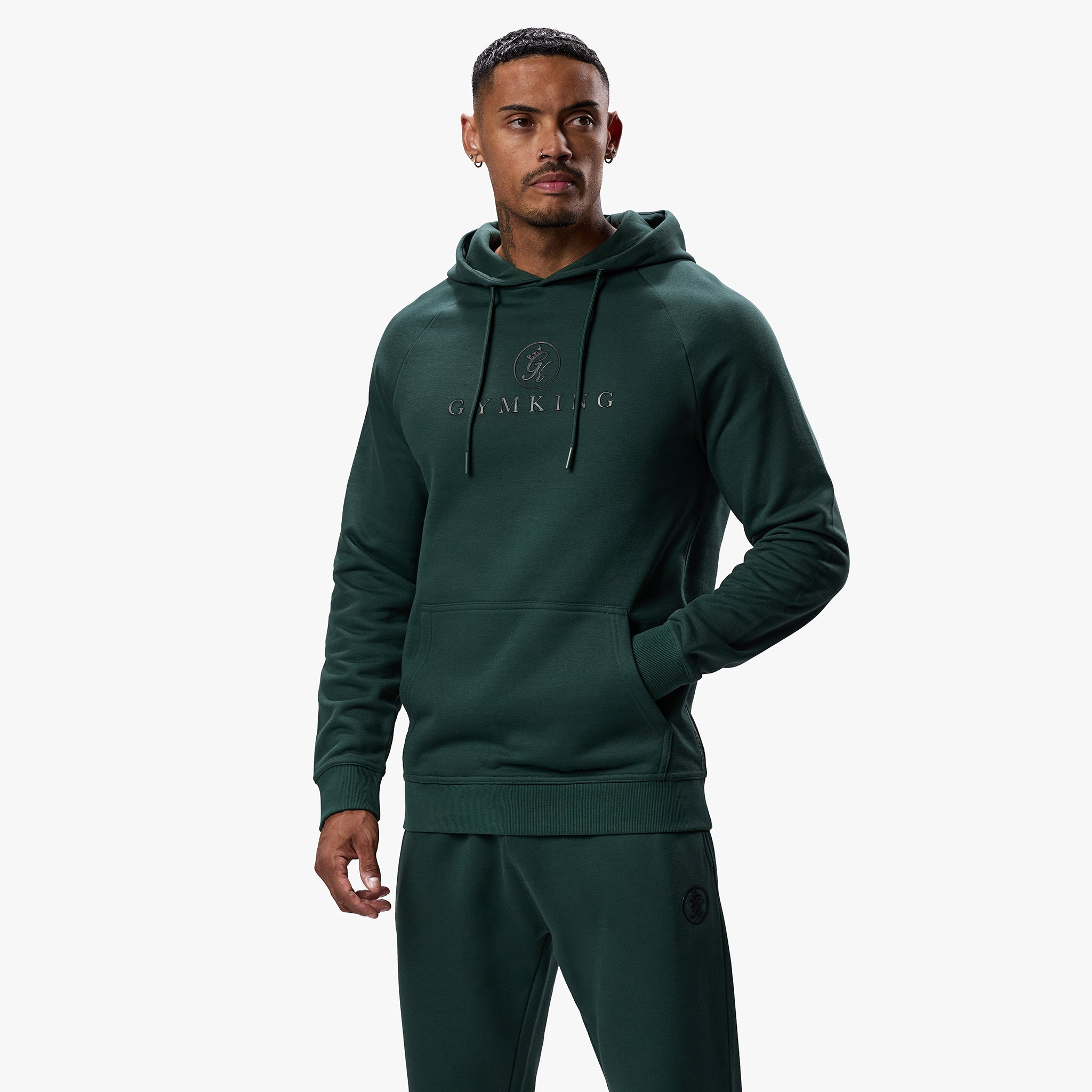 Gym King Pro Logo Hood - Deep Forest Green Xs