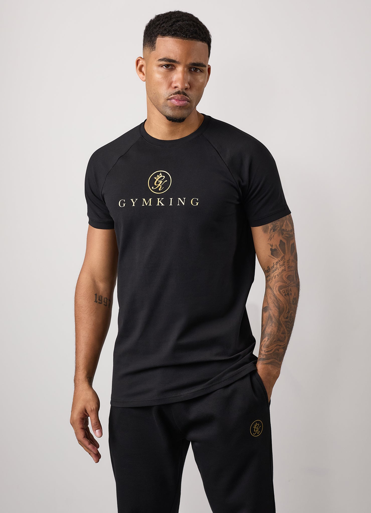 Gym King Pro Logo Jersey Tee - Black/Gold S