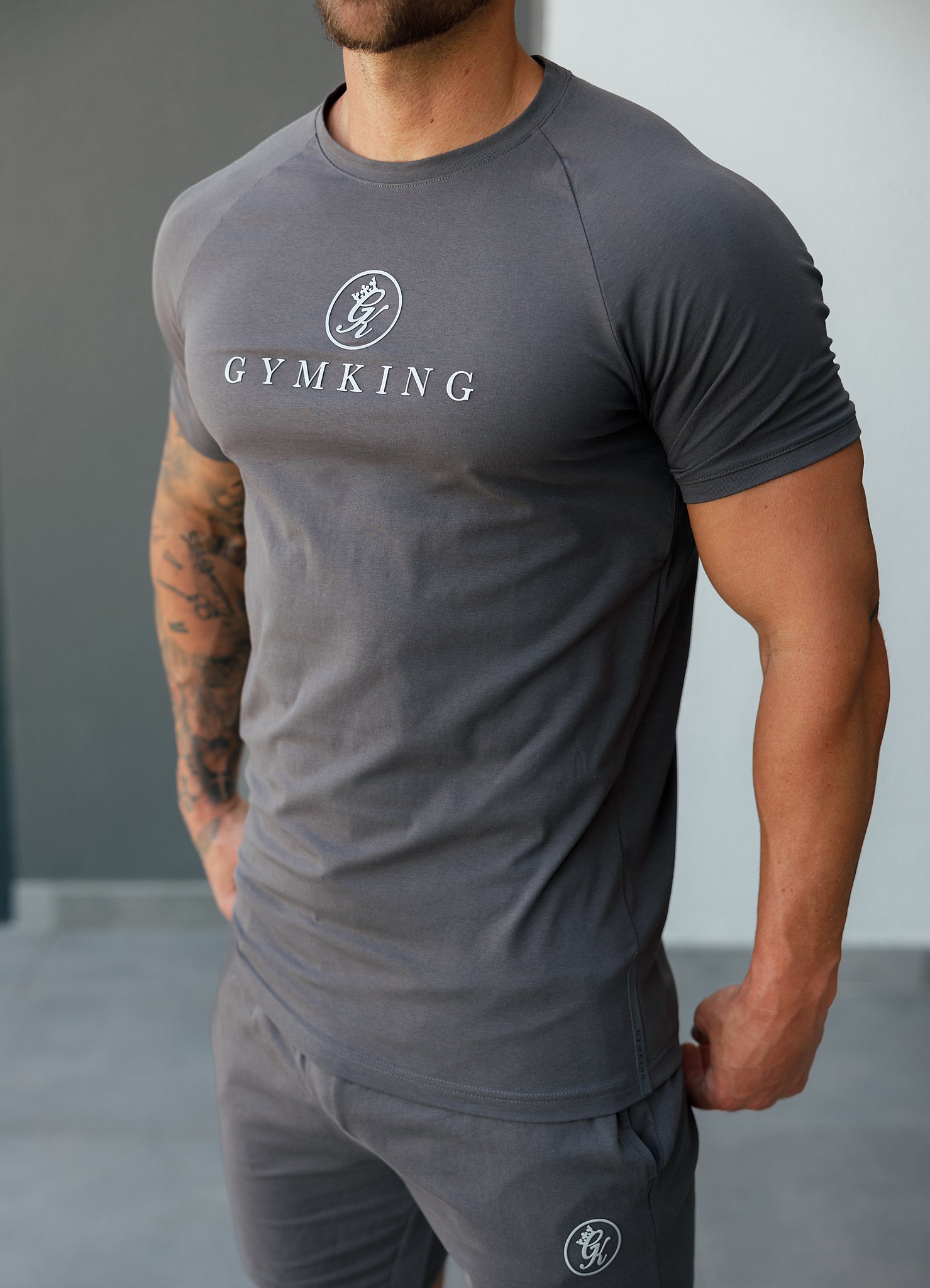 Gym King Pro Logo Jersey Tee - Graphite S