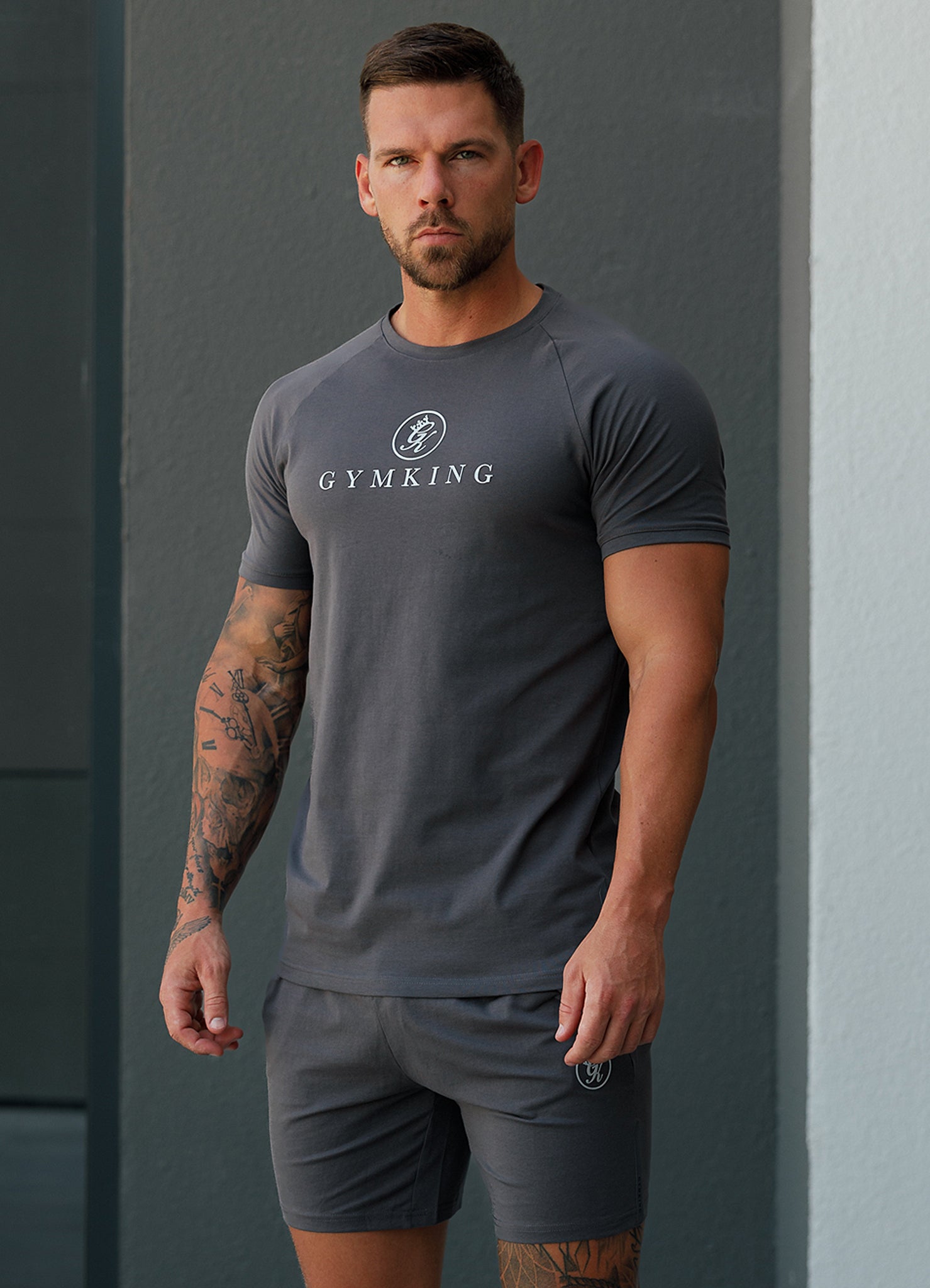 Gym King Pro Logo Jersey Tee - Graphite S