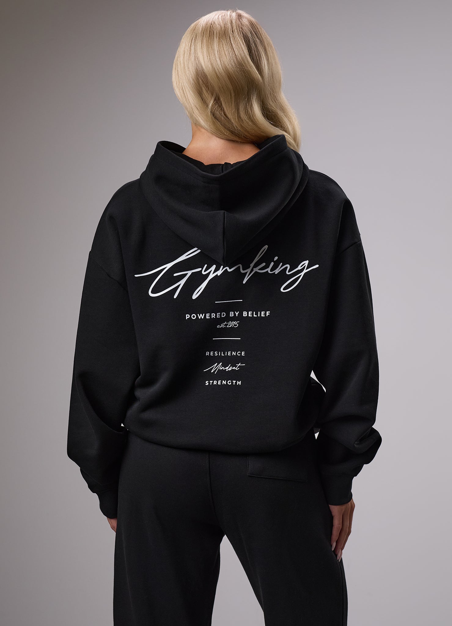 Gym King Reset Oversized Fleece Hood Tracksuit - Black