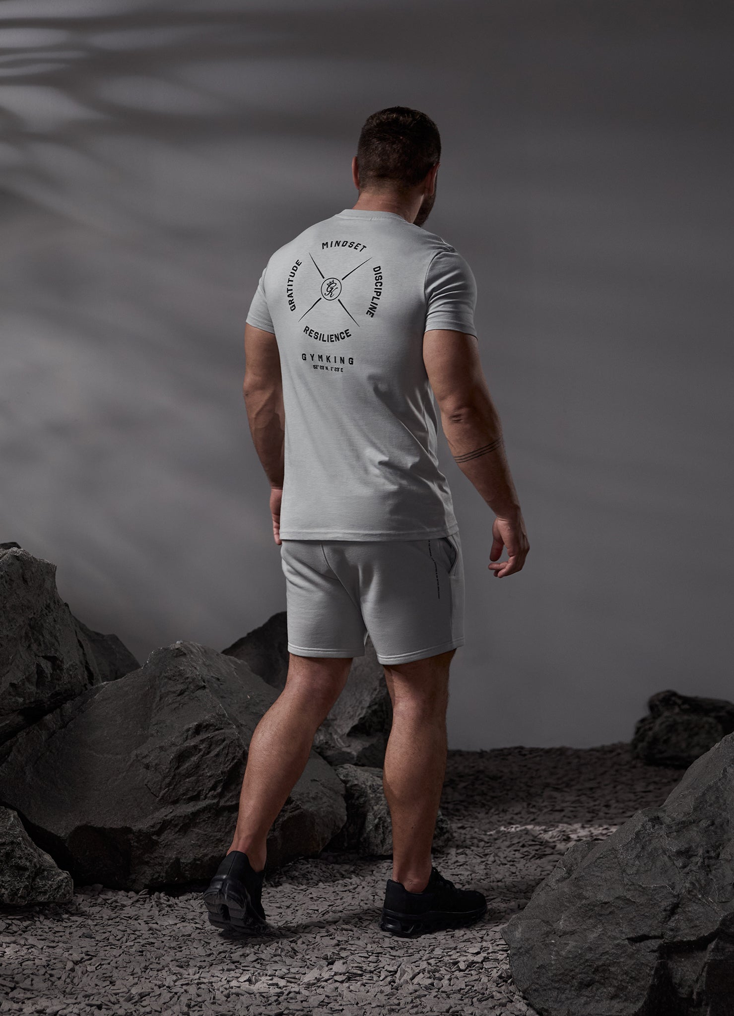 Gym King Compass Tee - Urban Grey Xs