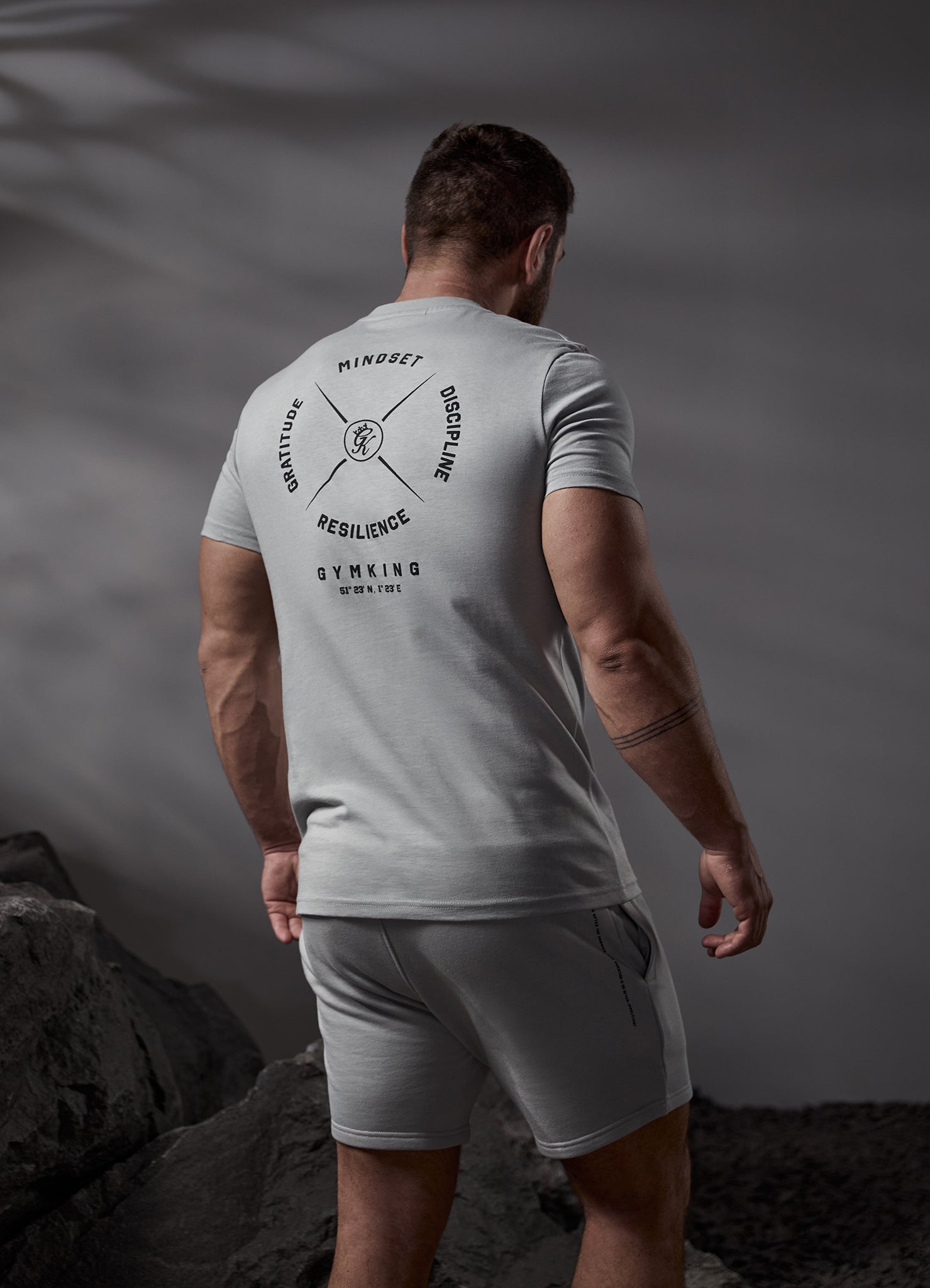 Gym King Compass Tee - Urban Grey Xs