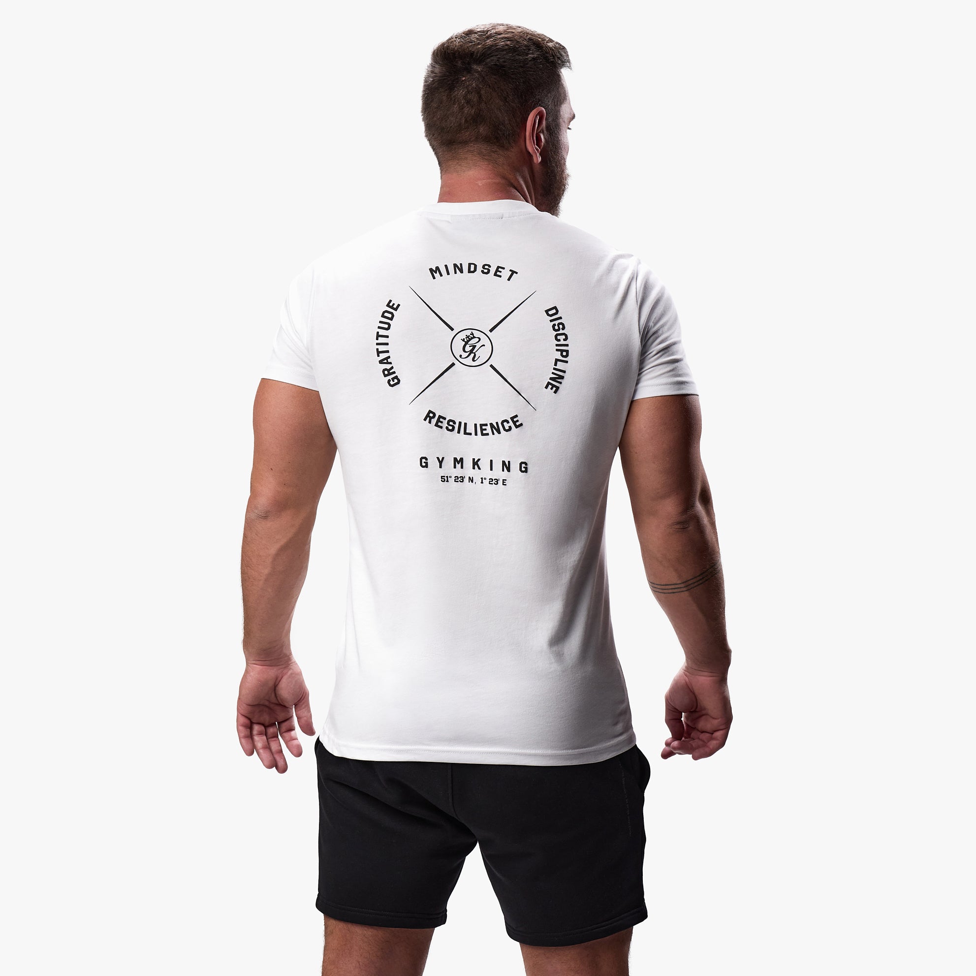 Gym King Compass Tee - White Xs